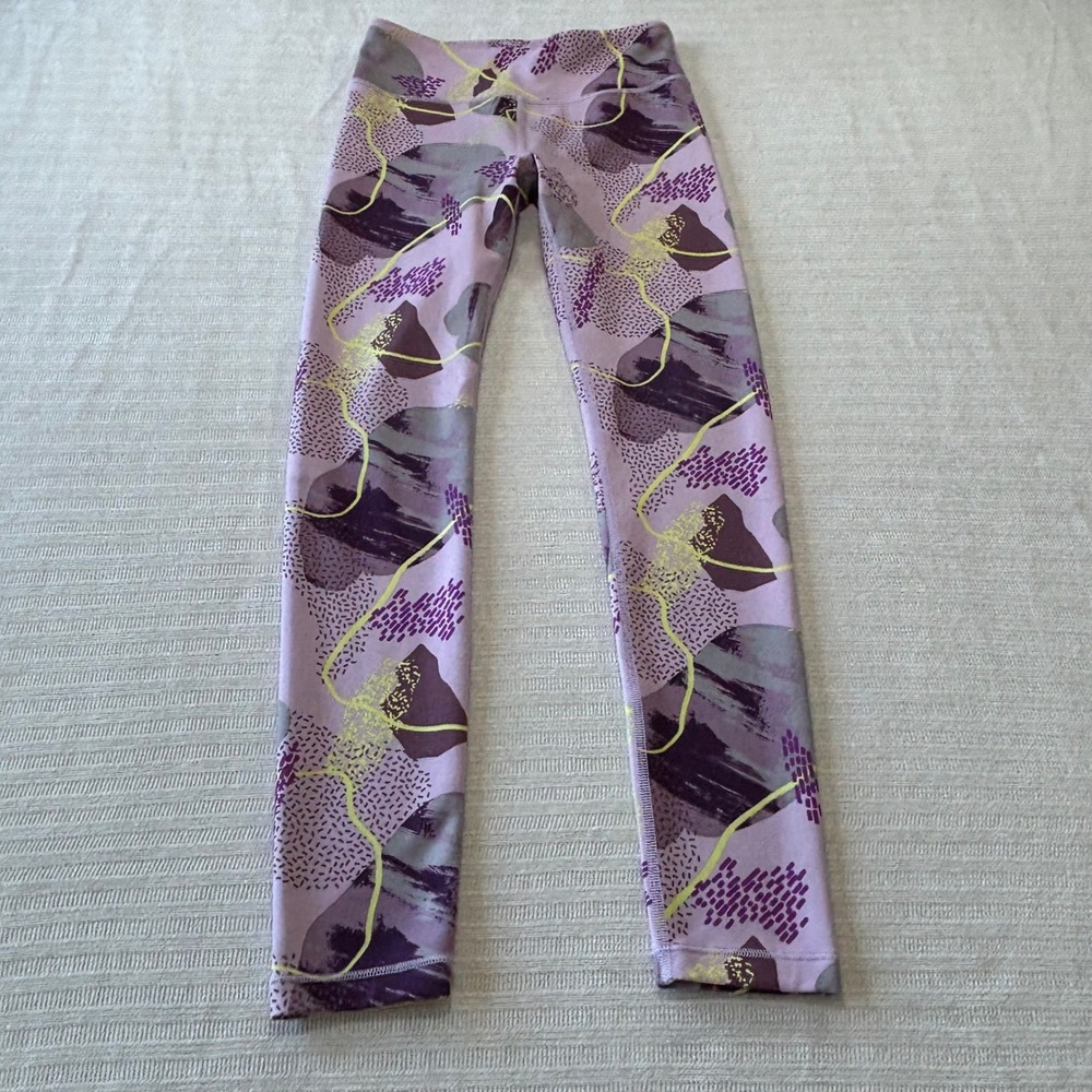 Athleta Girl High Rise Printed Chit Chat Tight Purple Abstract Leggings L 12